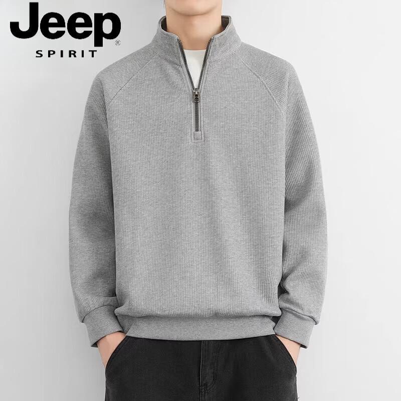 Мужской свитшот JEEP SPIRIT с воротником-стойкой на молнии до середины, длинными рукавами