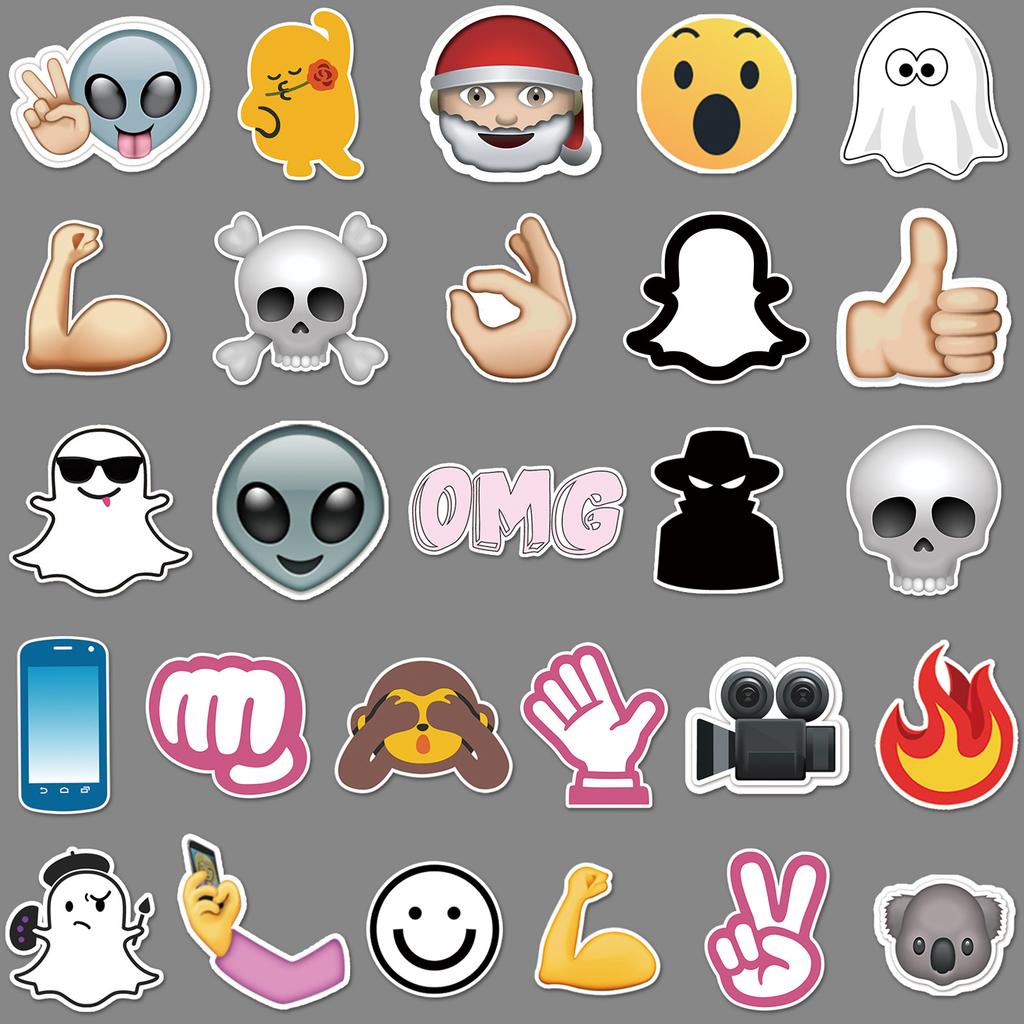 52 Cartoon Emojis Personalized Creative Decorative Suitcase Tablet Car Waterproof Self-adhesive Stickers
