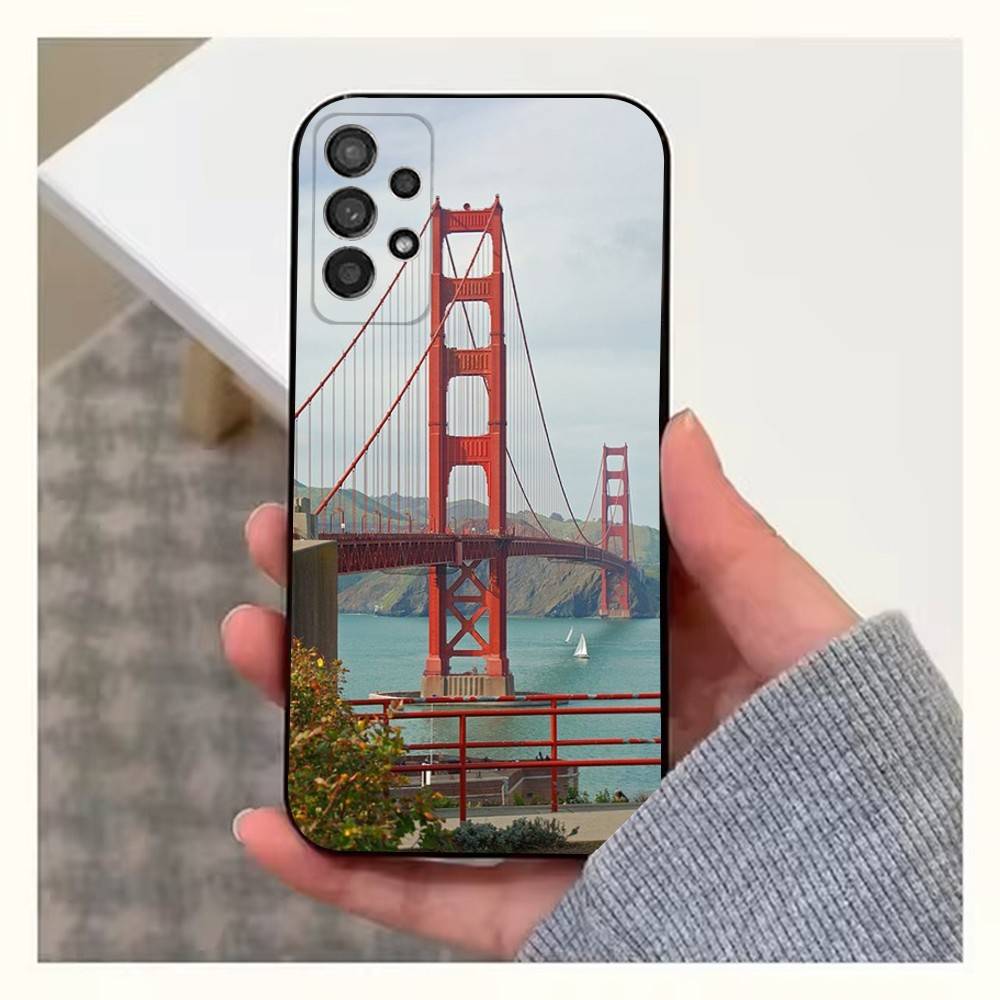 Мост Золотые Ворота Для Samsung S9,S10,S20,S10,S21,S25,S24,S23,Ultra,FE,Plus,Lite,Мягкий Силиконовый Черный Чехол
