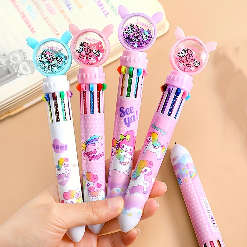 Шариковая ручка Rainbow Unicorn 10-цветная - неожиданный цвет, идеально подходит для ведения дневника и рисования