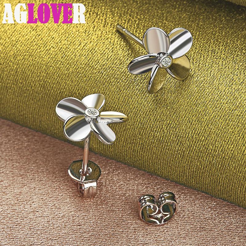 Ювелирные изделия из стерлингового серебра 925 пробы с пятилистным цветком AAA и цирконом