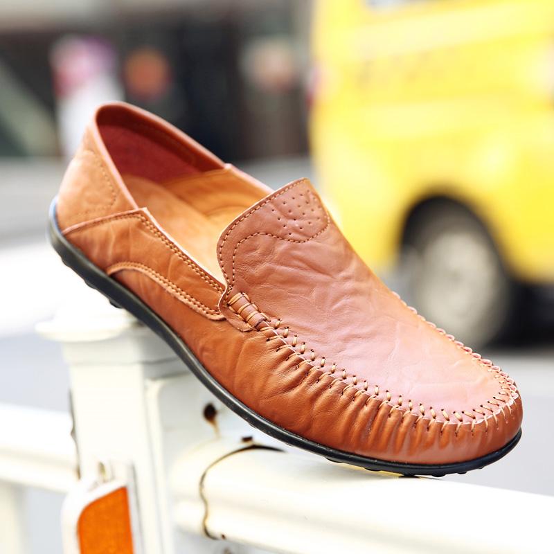 Casual Leather Shoes Men's Soft Bottom Non-slip Loafer Lazy Shoes Driving Shoes Middle-aged and Elderly Dad Shoes