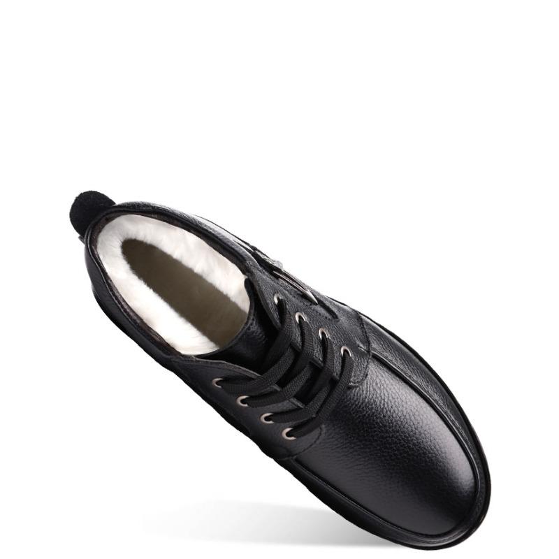 Men's Leather Warm Winter Shoes and Boots, Lace-up Style Casual Walking Shoes