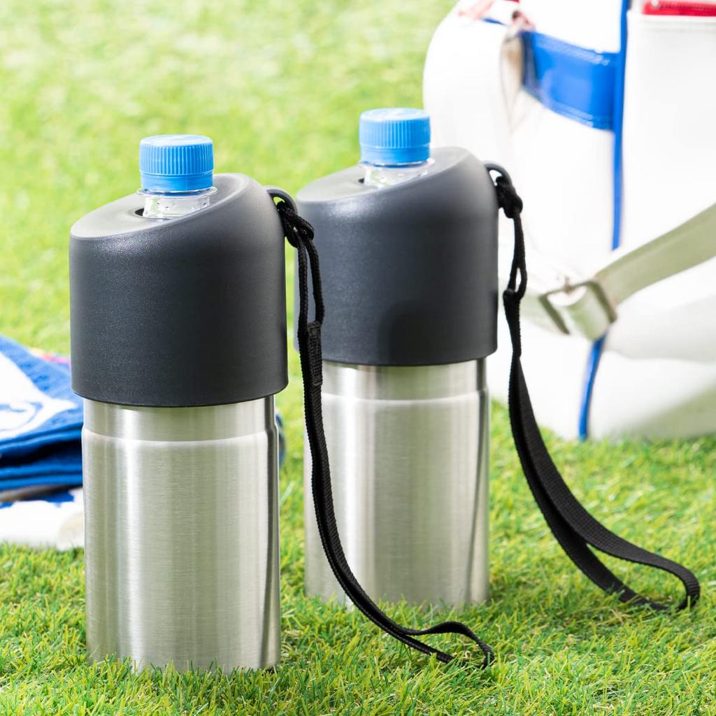 Atlas Bottle Keeps Water Bottles Cold or Vacuum with Design 2-Piece Holder, 500ml/650ml Hot, Insulated, Strap, Silver, Bottle-in-Bottle (ABIB-BSV2P)