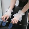 Women Wrist Cuffs Removable Bowknot Ruffled Wedding Supply Bride Dress False Sleeves Tulle Flared Sleeves