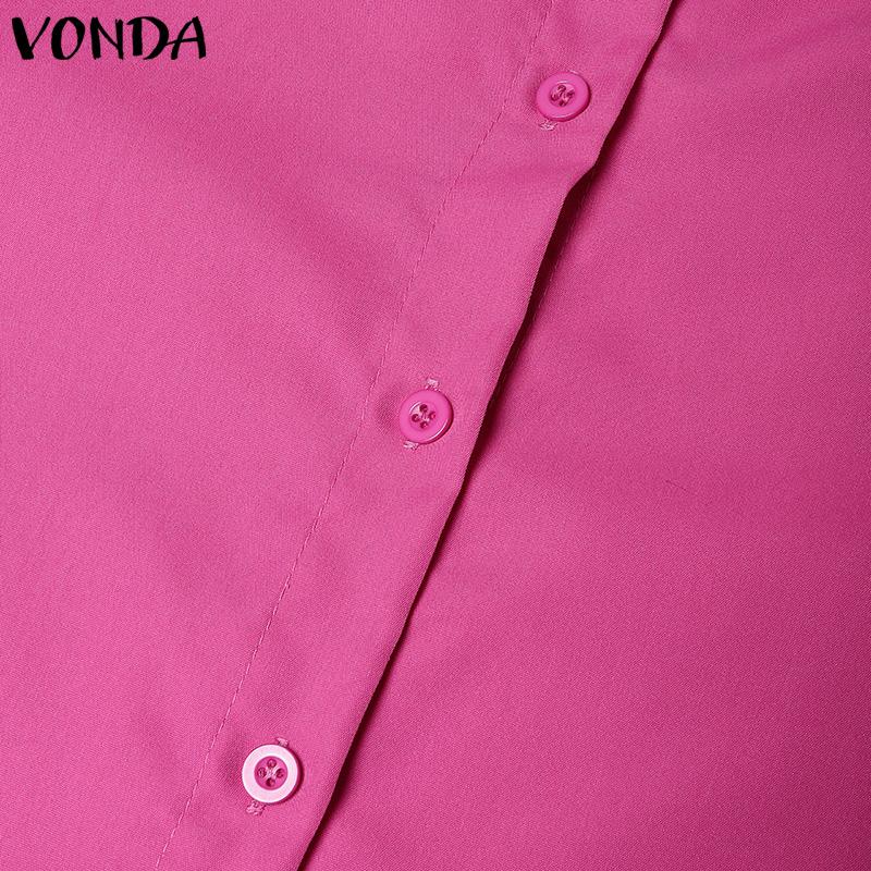VONDA Женские осенние рубашки с длинным рукавом и воротником-стойкой