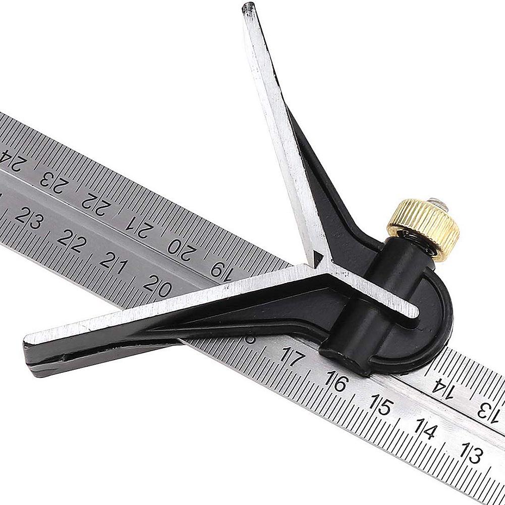 Square Angle Ruler Stainless Steel Adjustable Sliding Combination Protractor Level Measuring Tool for Woodworking