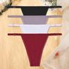 FINETOO 4Pcs/set Women Cotton Thongs Adjustable Waistband Underwear Low-Rise Sexy G-string Panties Ladies Soft Bikini Underpants