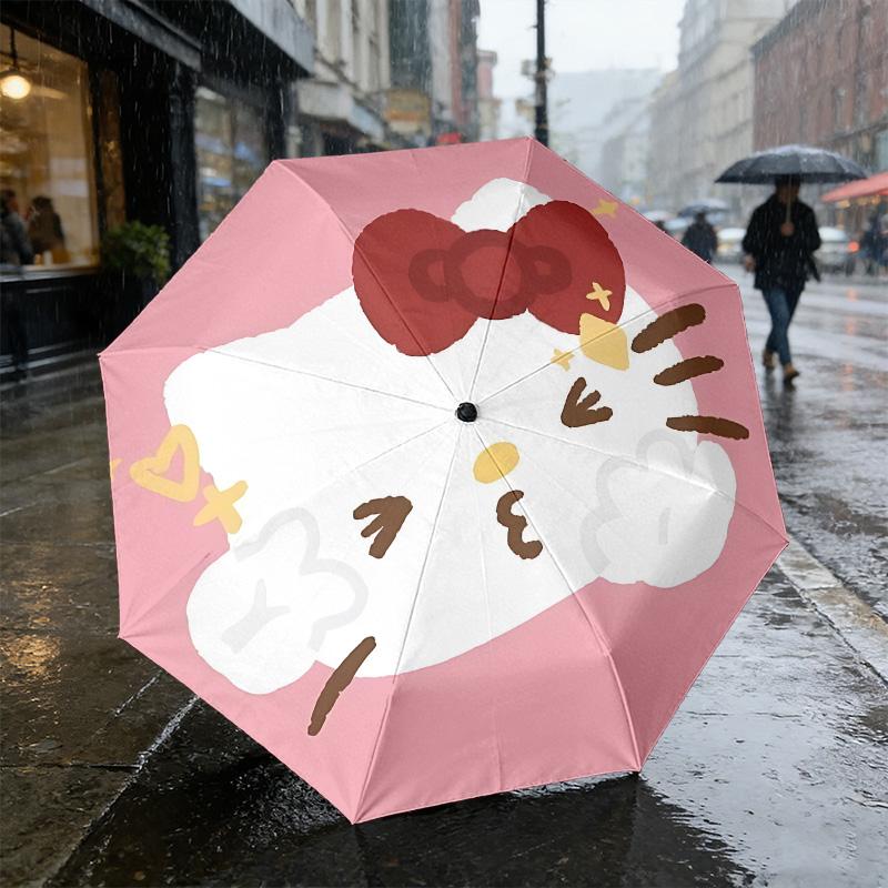 Hello Kitty 8 Ribs 3Fold Black Glue Uv Protection Umbrella Sun Protection Rainproof Compact Folding Umbrella For Travel Daily Use C9241556
