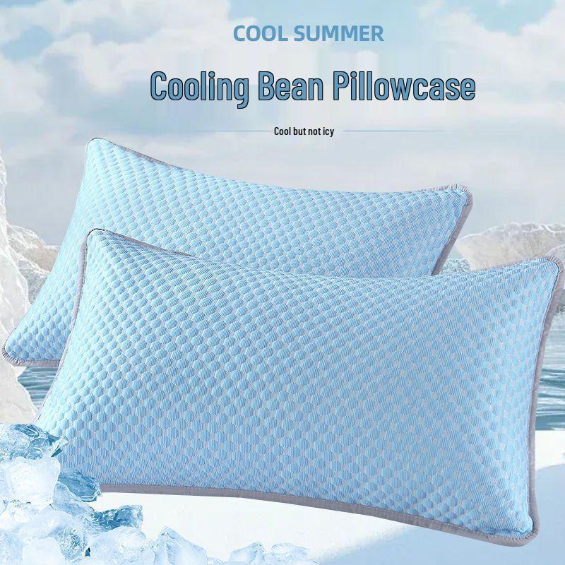 Summer Cooling Ice Bean Pillowcase - Set of 2, Ideal for Dorms and Home