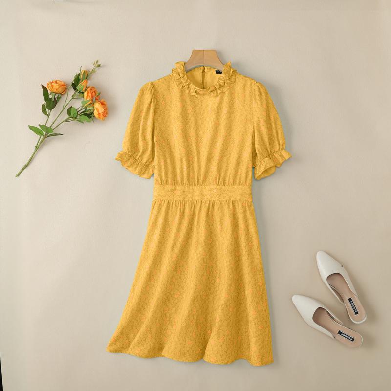 VONDA Женский летний сарафан с оборками и воротником-стойкой, коротким рукавом и цветочным принтом, повседневный, приталенный