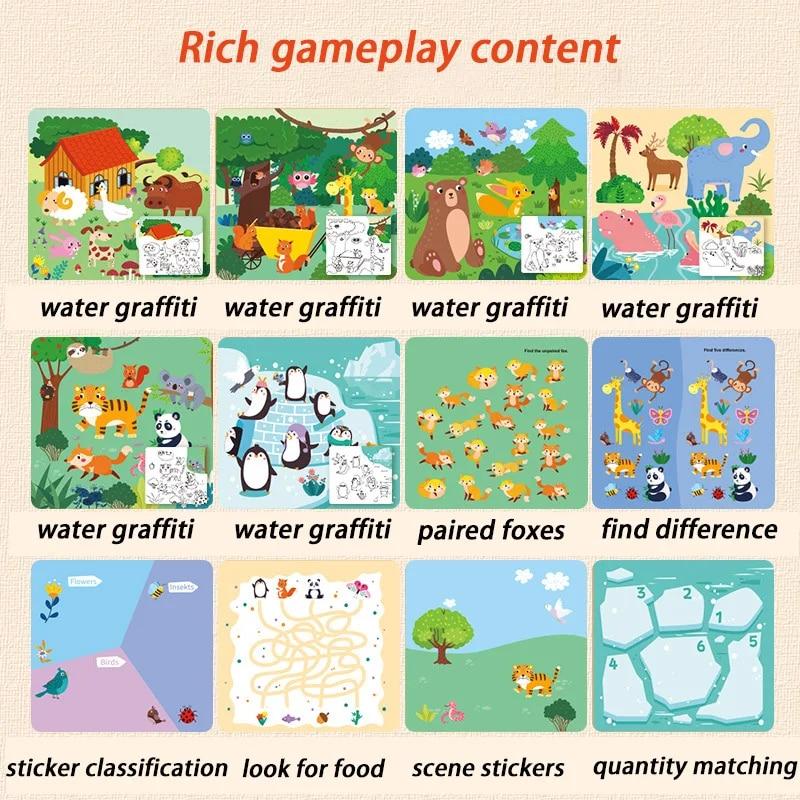 Детские игрушки для раннего образования, волшебная книга с ручкой, водный рисунок, игрушки Монтессори, подарок, многоразовая книжка-раскраска, волшебная книга для рисования