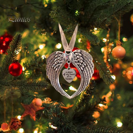 Рождественский мемориальный орнамент с крыльями ангела и ремешком, подвесной кулон в виде рождественской елки, подарок сочувствия