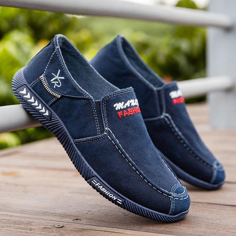 NEW Denim Men Canvas Shoe Lightweight Anti Slip Driving Shoe Comfortable Breathable Casual Shoe Retro Breathable Loafers for Men