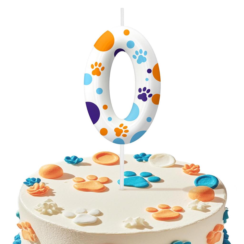 Синяя лапа собаки номер 0-9 свеча на день рождения для мальчиков девочек - украшения для торта, декор для тематической вечеринки для любителей собак, товары для детской вечеринки