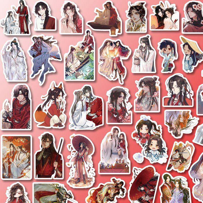 100 шт. наклеек с изображением Говарда Вана и Хуа Чэна из аниме «Благословение небесного чиновника» для самостоятельного изготовления чехлов для мобильных телефонов и украшения рукописного журнала