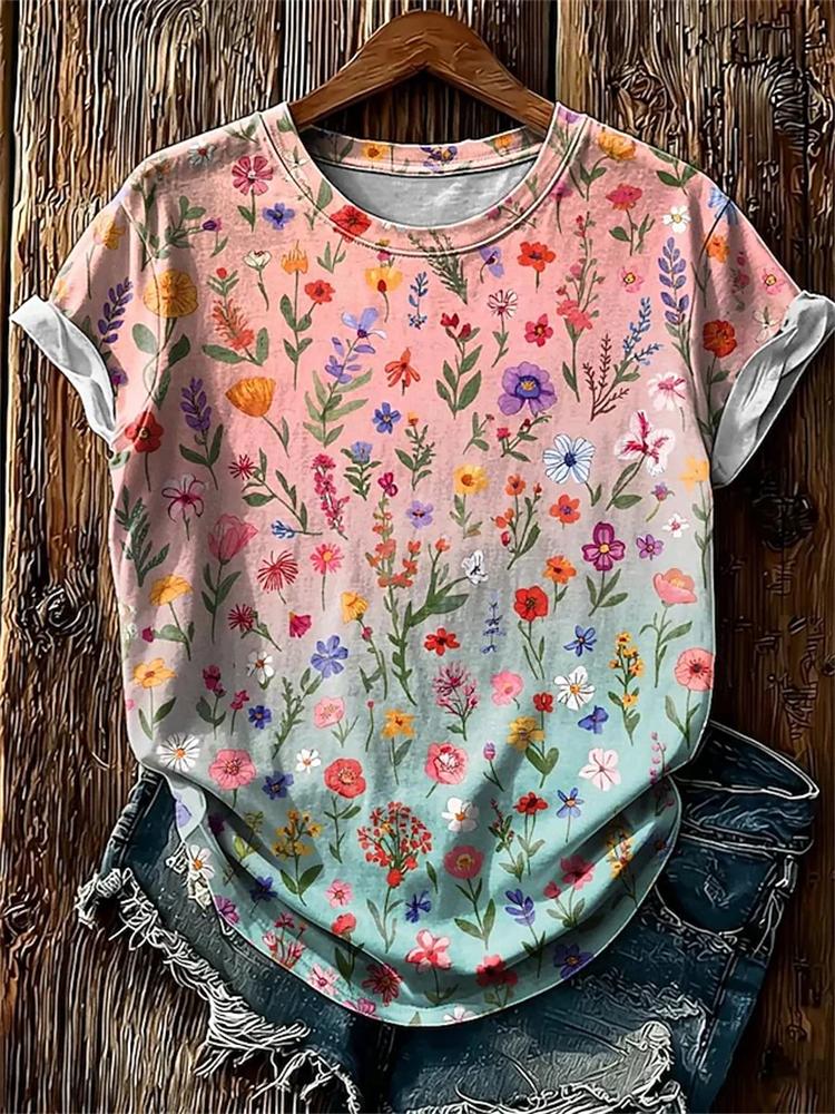 2026 Women's Fashionable Casual Round-Neck Short-Sleeve T-Shirt Bird-Print T-Shirt Trendy Streetwear Short-Sleeve Top