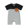Baby Boys Romper, Short Sleeve Crew Neck Striped Patchwork Summer Short Jumpsuit