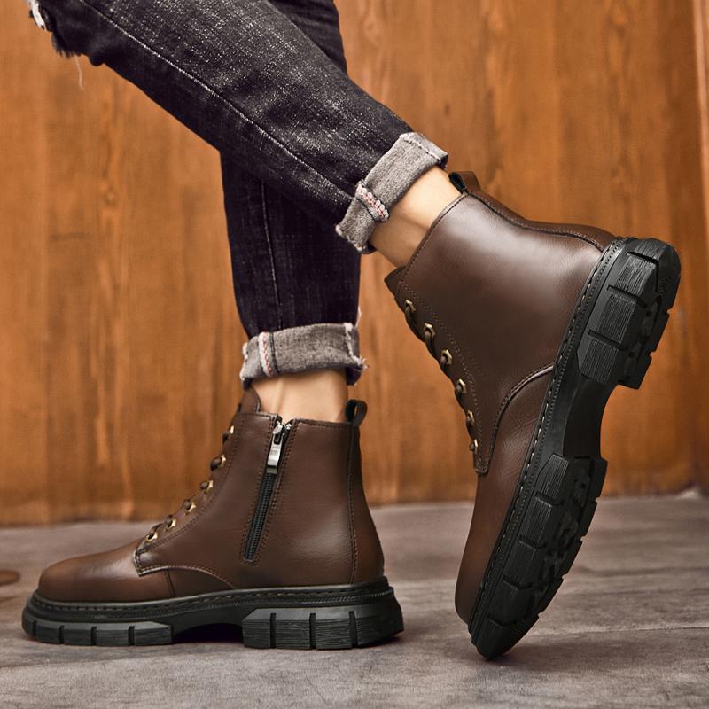 Fashion Stylish All-match  Boots for Men Outdoor Men's Shoes Winter Boots for Men 2024 Genuine Leather Men Casual High Top Shoes