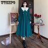 Женское модное платье Collision Color Doll Collar Loose Long Dress Sweet Ageing Long Sleeve A Line Dresses