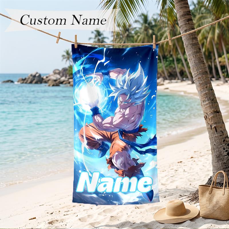 Dragon Ball Custom Name Printed Beach Towel Personalized Soft Towel For Swimming Beach Travel