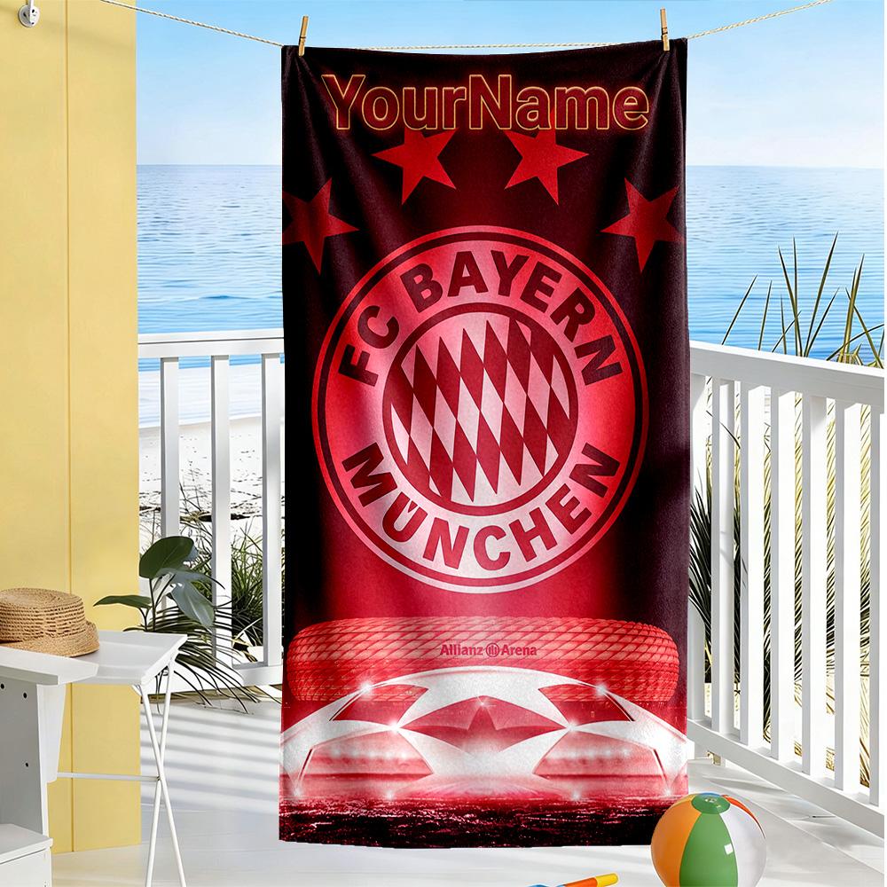 Fc Bayern München Personalized Name Beach Towel Quick-Dry Soft Microfiber Portable for SwimmingBeachCamping Travel Beach AccessoriesGym