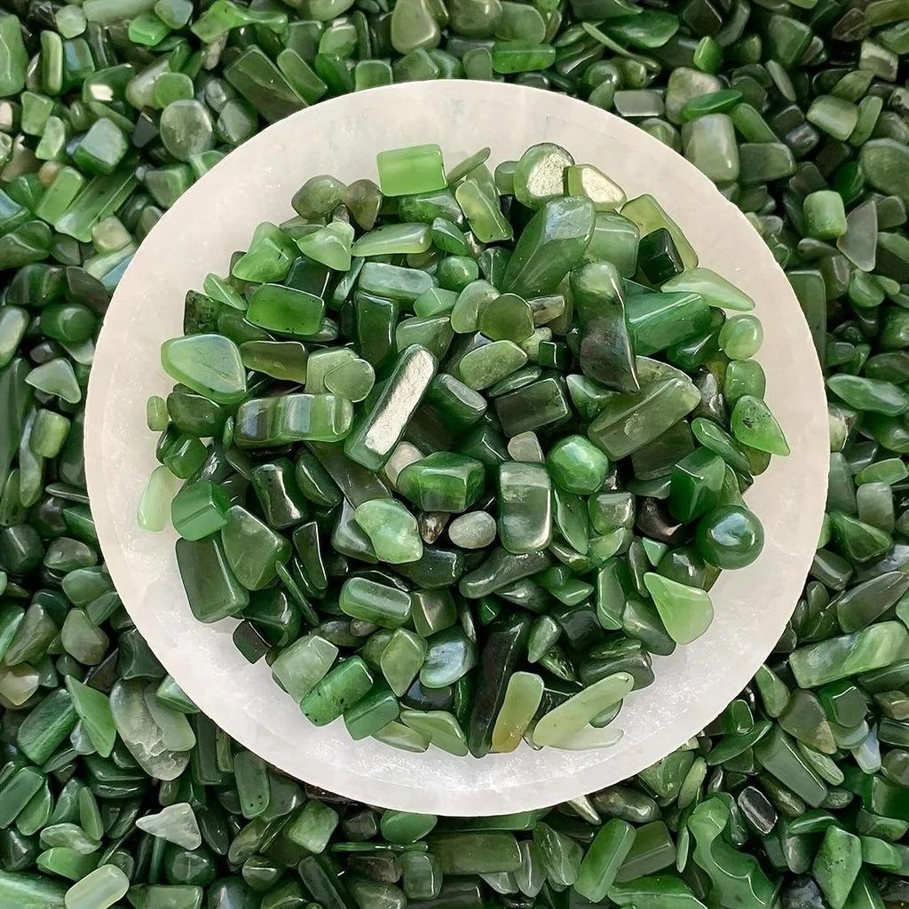 Натуральный Зеленый Хэтяньский Нефрит Очищающий Камень Кристаллическое Украшение для Аквариумов и Цветочных Горшков
