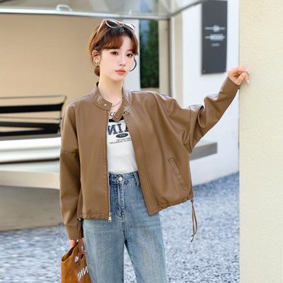 Maillard женская кожаная куртка весна и осень новая короткая свободная повседневная ретро PU кожа мотоциклетная куртка топ