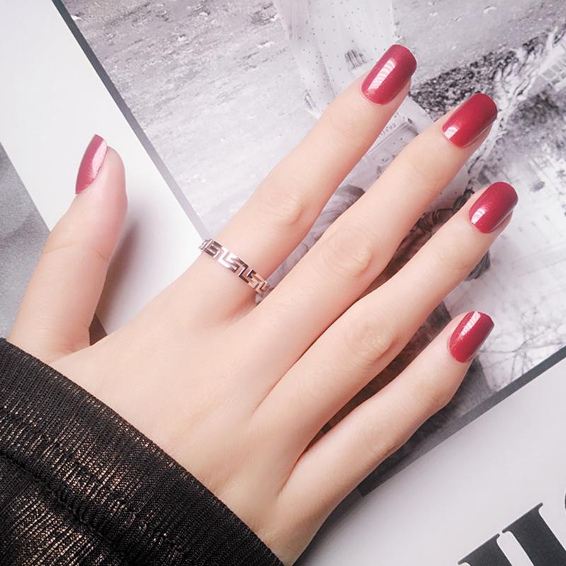 Love Ring for Women Greek-Key Meander Great-Wall-Pattern Hollow Titanium-Steel Eternal Good Luck Fortune Retro Gift