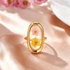 Dainty Real Dry Flower Opening Ring for Women, Geometric Heart Stainless Steel Rings, Personalized Fashion Statement Jewelry