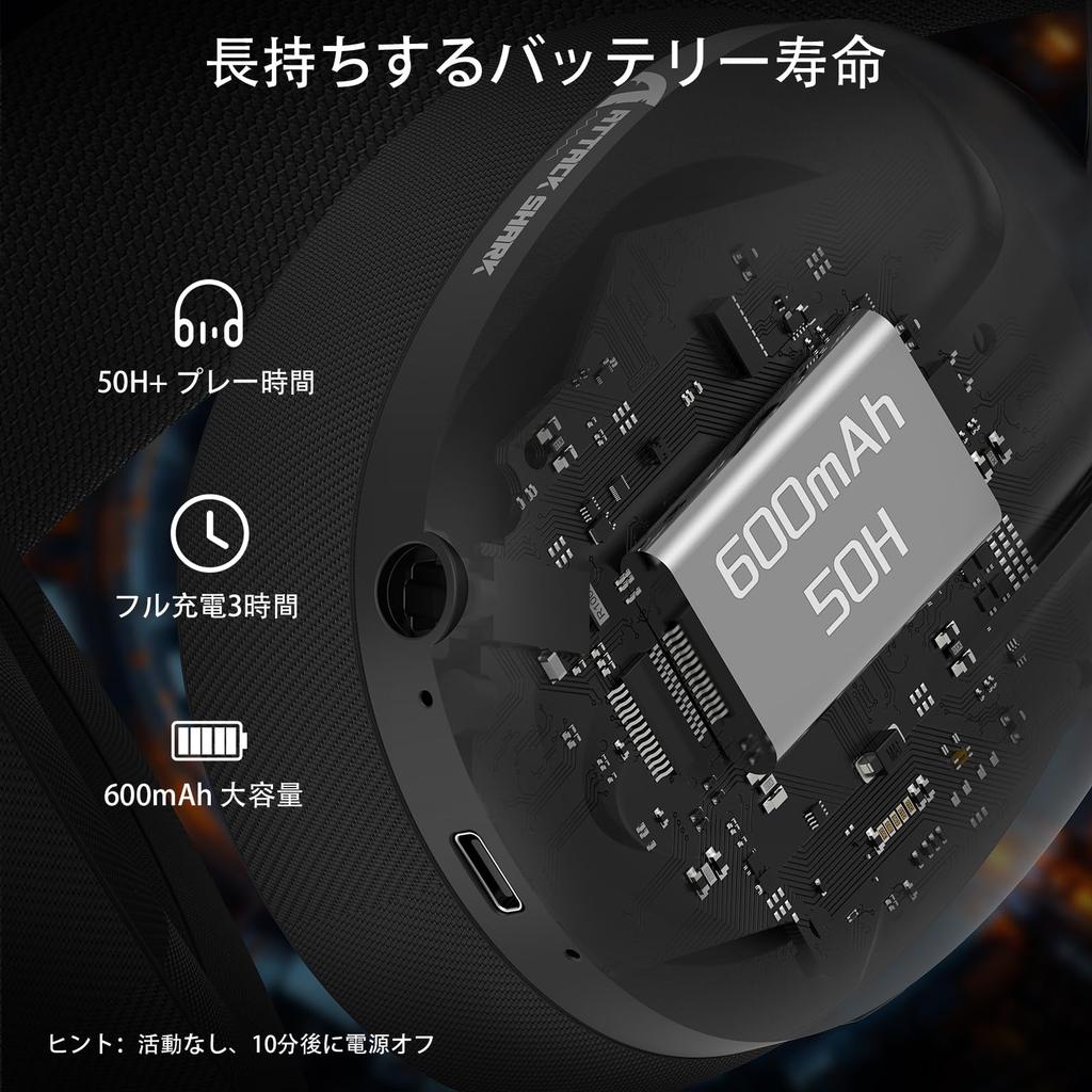 ATTACK SHARK L80 Игровые Легкие Беспроводные 20 мс Низкая Беспроводная 40 мм Стерео Объемный Звук Подключаемые Совместимые с Черными Накладными Наушниками, Гарнитурой,