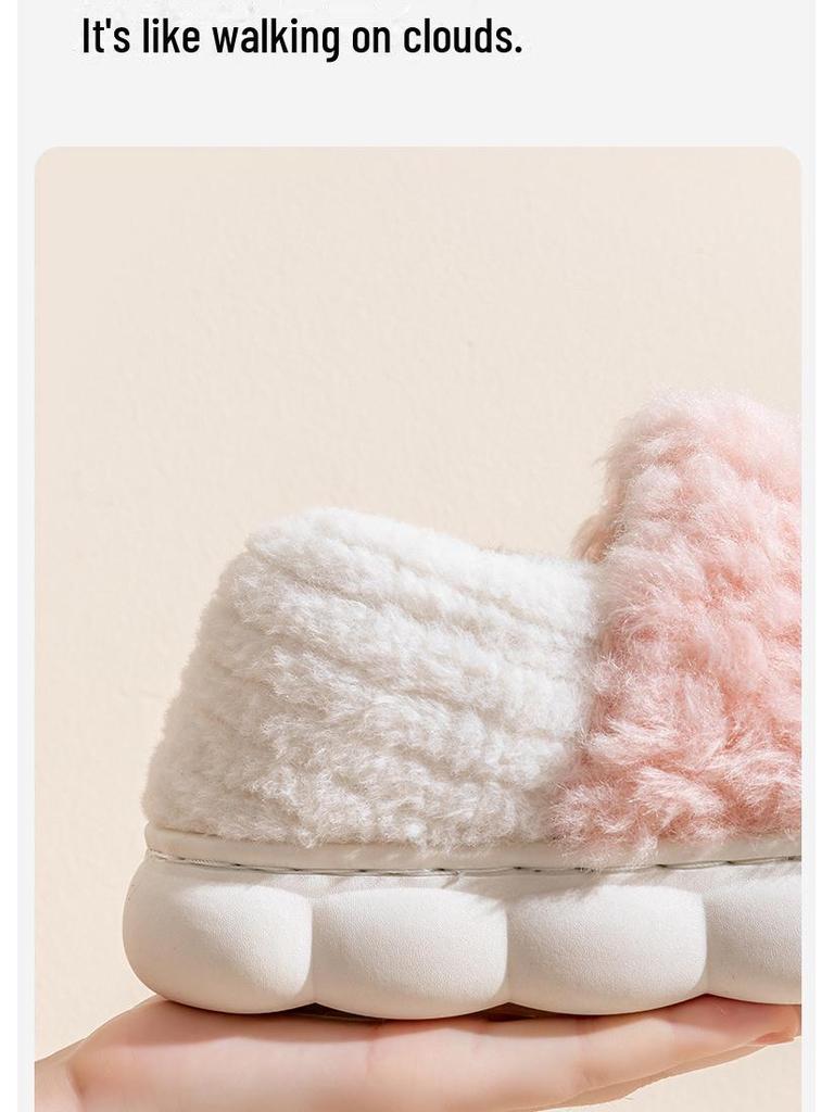 Зима 2024 г. Женские и мужские нескользящие домашние тапочки из плюша и хлопка
