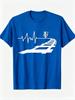Train Fan Heartbeat Railway Tracks Print TShirt Railroad Crossing Sign Graphic Tee Unisex Unisex Daily Wear Short Sleeve Tops