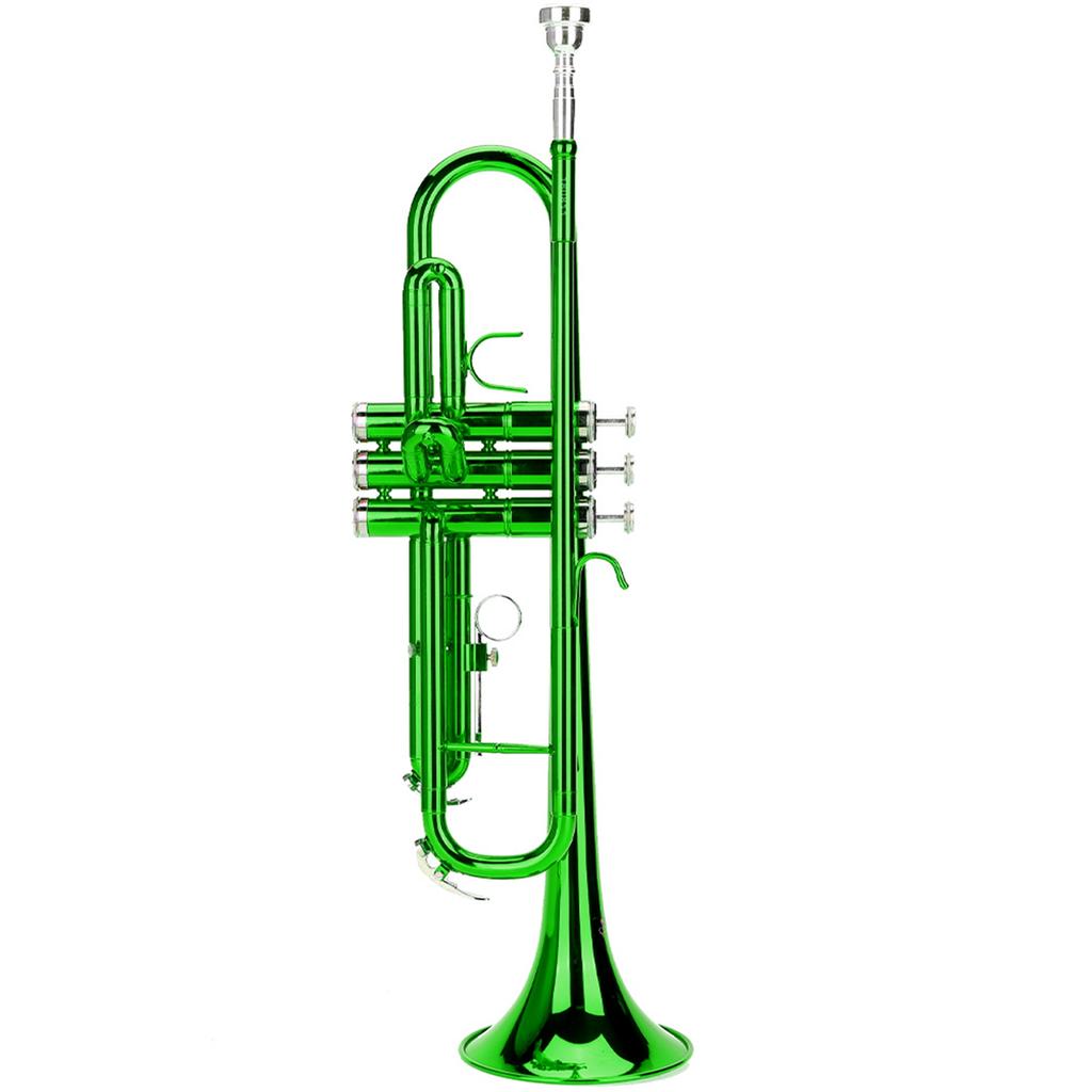 Духовой музыкальный инструмент труба с набором вспомогательных инструментов (зеленый)