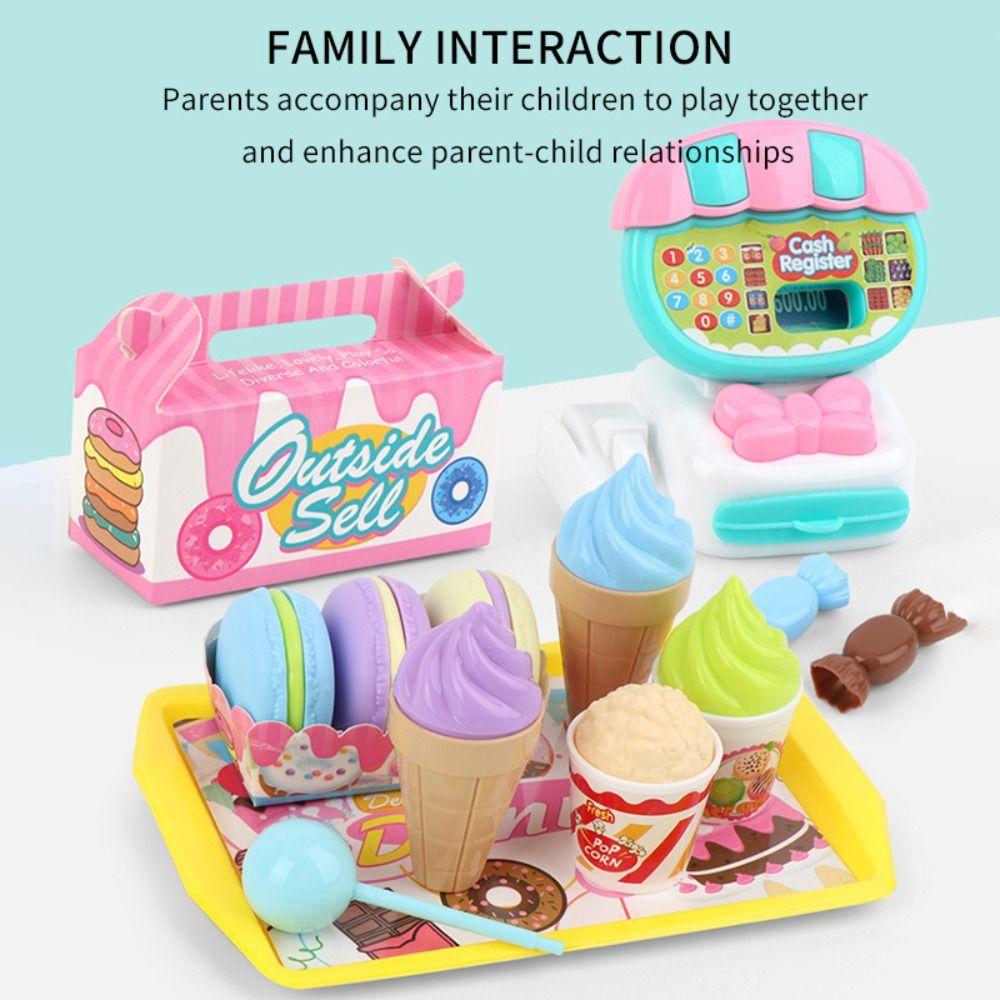 Play House Ice Cream Counter Playset Puzzle Dessert Checkout Counter Toy  Toddler Kids