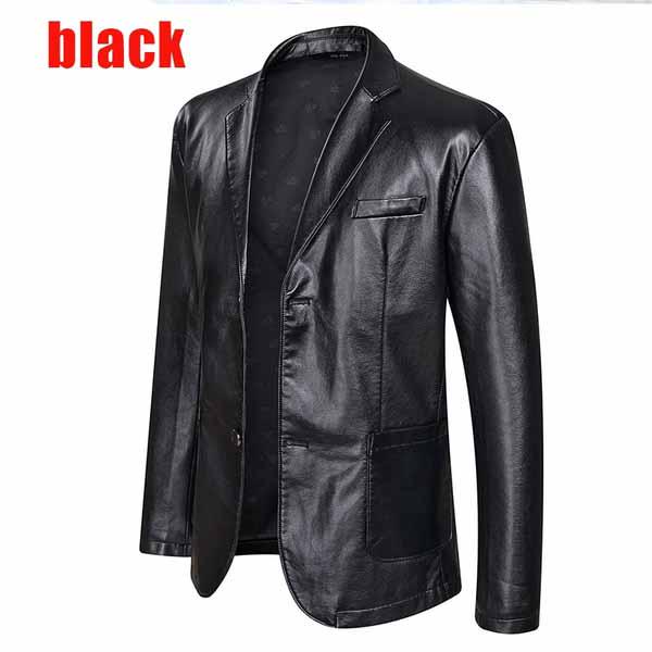 Мужская кожанная куртка-пиджак больших M-7XL р-ры
