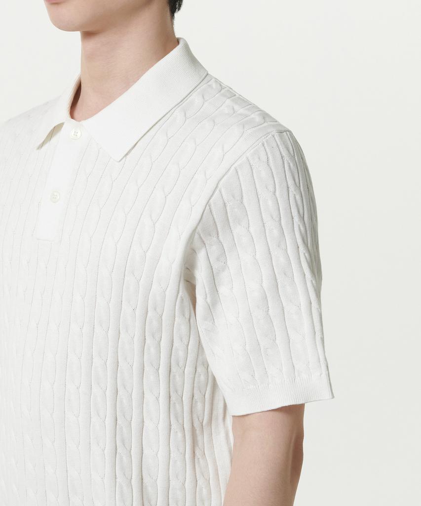 MUSINSA STANDARD Cable Knitted Polo Shirt [Ivory]