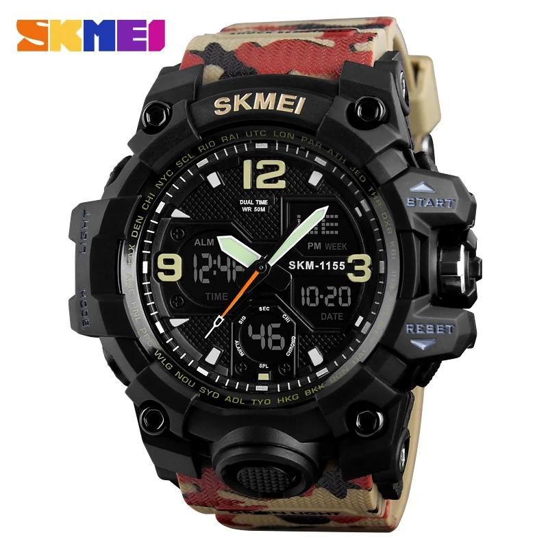 Skmei Sport Watch 5Bar Waterproof Dual Display Wristwatches Relogio Masculino Watch Sport Men Military Digital Watches 1155B