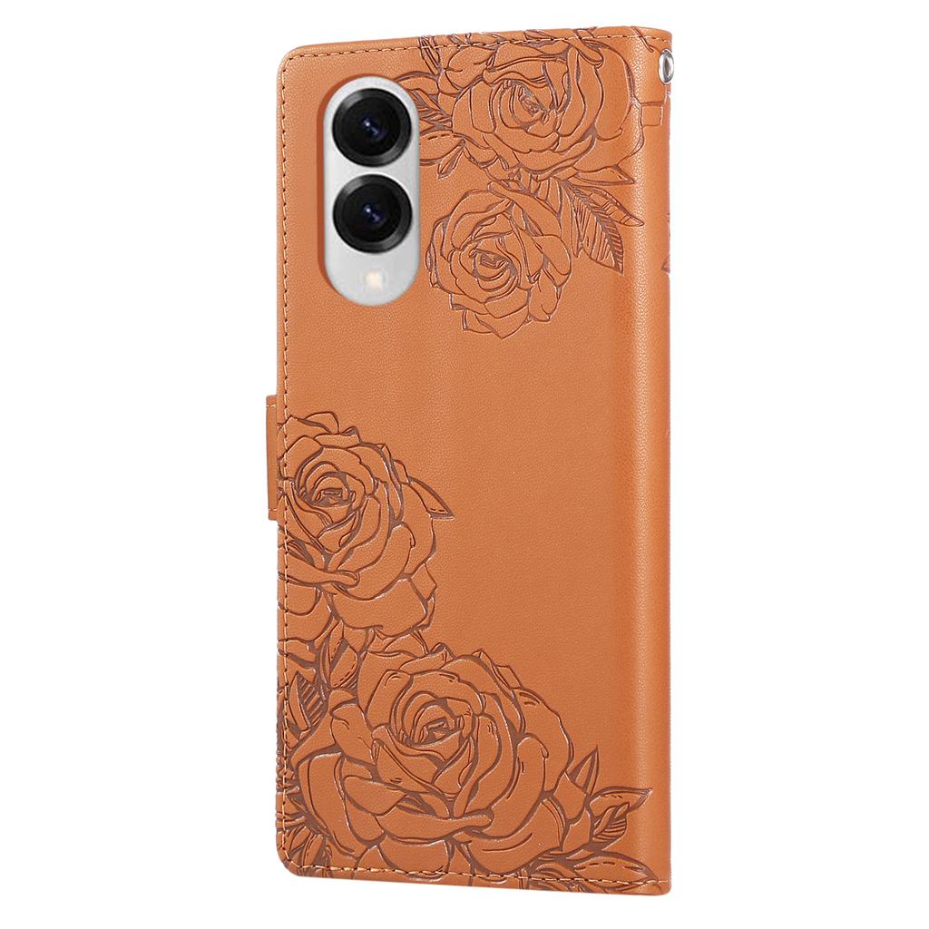 Для Samsung Galaxy S25 Чехол-книжка Edge из ПУ кожи с рисунком розы и 3 отделениями для карт