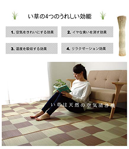 IKEHIKO Igusa Flower Tatami Mat Block, Edo-ma Size (3 Tatami Mats), Approx. 174 x 261 cm, Brown, Made in Japan #4117503