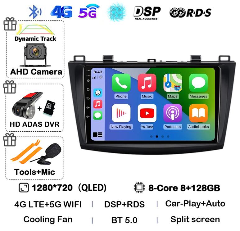 Android 14 Carplay Auto Для Mazda 3 2009 2010 2011 2012 2013 Автомагнитола Мультимедийный плеер Стерео Видео Аудио GPS Головное устройство WIFI