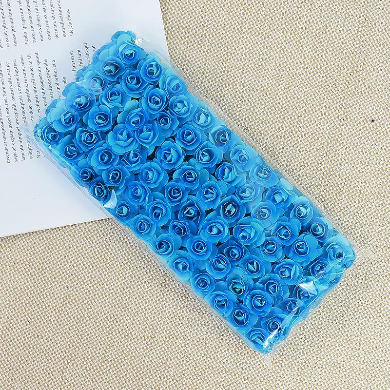 144/288pcs 2cm Mini Paper Rose Artificial Flowers Bouquet For Wedding Home Decoration DIY Scrapbooking Crafts Fake Plants Wreath
