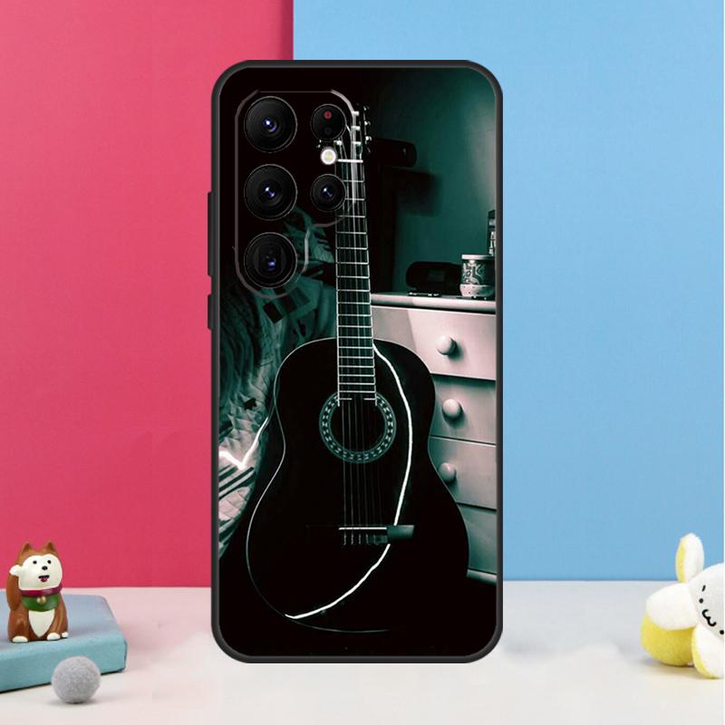 Винтажный Чехол с Музыкальными Гитарами для Samsung Galaxy S23 Ultra S24 S22 Note 20 10 Plus S8 S9 S10 S21 S20 FE Задняя Крышка