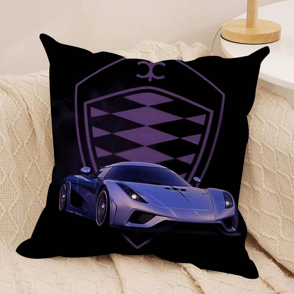 Luxury Car Kkoenigsegg Logo Cushion Cover Short plush Doublesided Print Square Throw Pillow Covers Sofa Home Cushion Decor