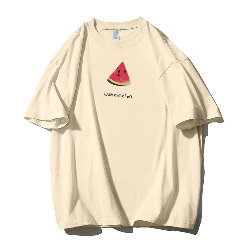 Shellsuning Cute Watermelon Printing T-shirts for Women Summer Oversized Cotton Casual Short Sleeve Basic Tees Female Harajuku All-match Tops