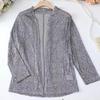 Women Sequined Cardigan Coat Shiny Open Front Blazer Slim Fit Solid Color Long Sleeve Coat Streetwear for Parties Clubs Bars Stage Performances