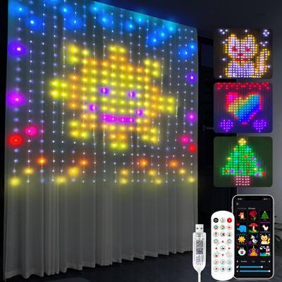 Светодиодная гирлянда-штора USB Умное управление через Bluetooth-приложение RGBIC Уличная сказочная рождественская гирлянда Декор Сделай сам Узор