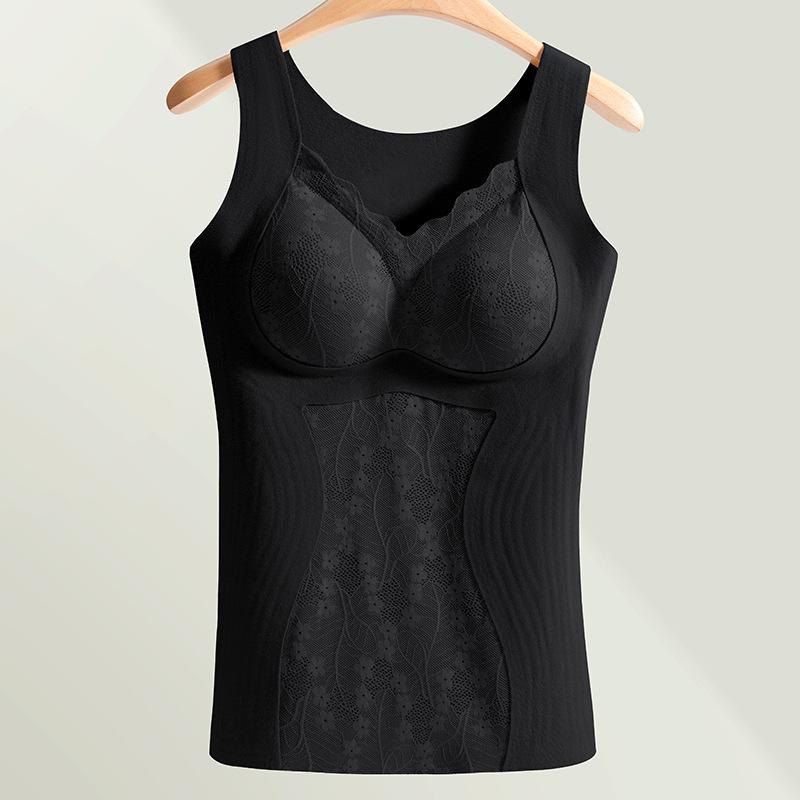 Терможилет без стальных деталей. Фиксированный цельный бюстгальтер с подкладкой. Нижнее белье из утепленного флиса для осени и зимы.