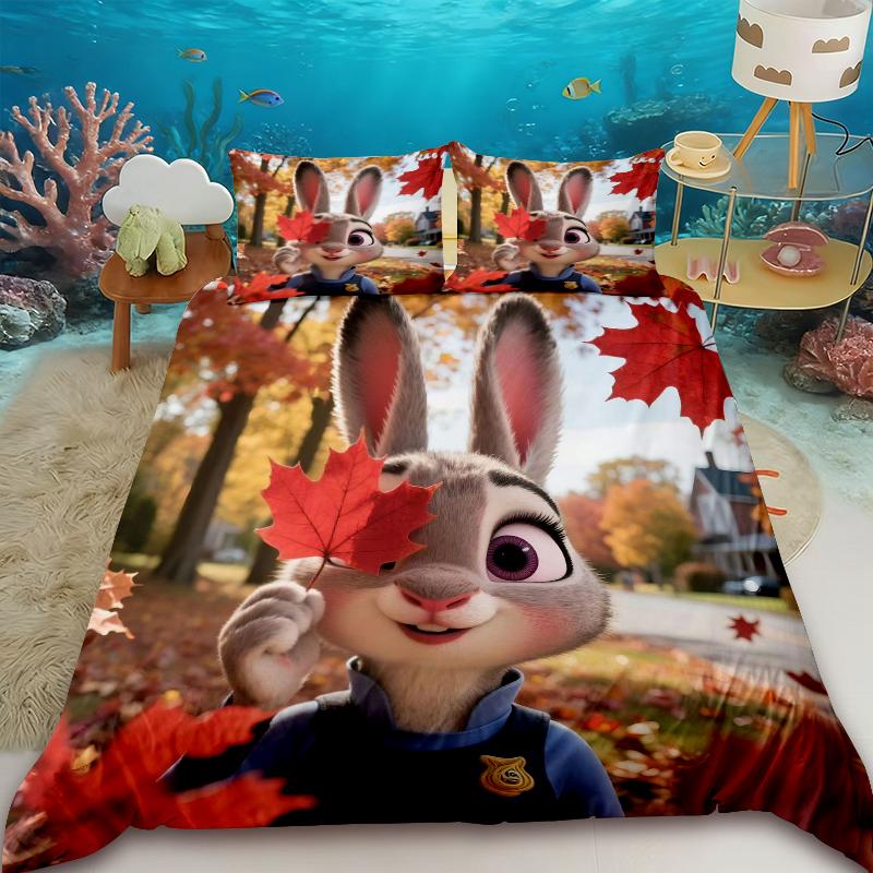 Zootopia Duvet Cover Set Anime Judy Nick Bedding Set with 2 Pillowcase Comforter Cover Children Bedroom Decor Gifts