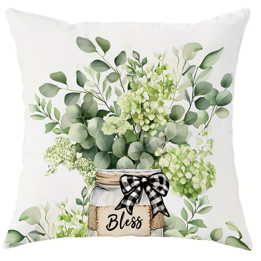 Rusty-charm Pillow Cover: Eucalyptus, Vintage Truck and Heartfelt Home-blessing Quotes, Sofa Chair Decorative Cushion Cover